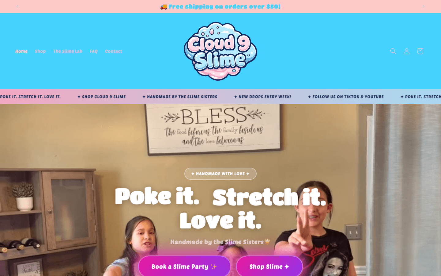 Cloud 9 Slime homepage